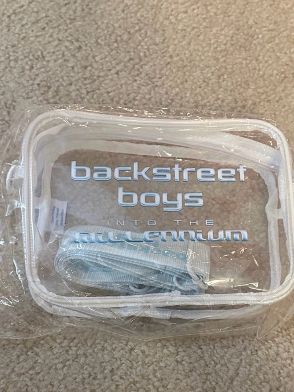 New Backstreet Boys White Clear Travel Crossbody Bag - 'Into the Millennium'